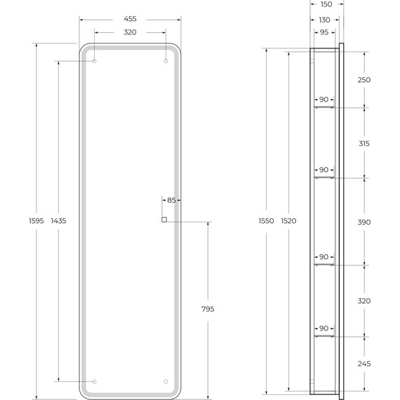 Зеркало-шкаф BelBagno Marino 45x160 см SPC-MAR-450/1600-1A-LED-TCH - фото 13