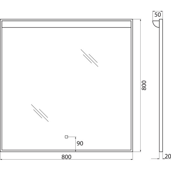 Зеркало BelBagno Uno 80 см SPC-UNO-800-800-TCH - фото 12