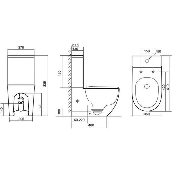 Унитаз-компакт безободковый Abber Bequem AC1110T с крышкой микролифт, белый (система смыва Торнадо) - фото 10