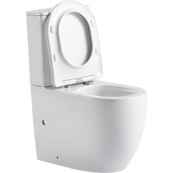 Унитаз-компакт безободковый Abber Bequem AC1110T с крышкой микролифт, белый (система смыва Торнадо) - фото 2