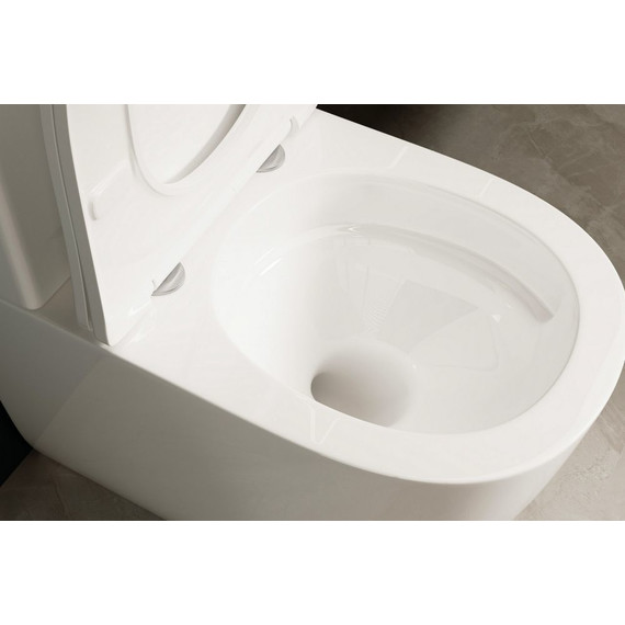 Унитаз-компакт безободковый Abber Bequem AC1110T с крышкой микролифт, белый (система смыва Торнадо) - фото 9