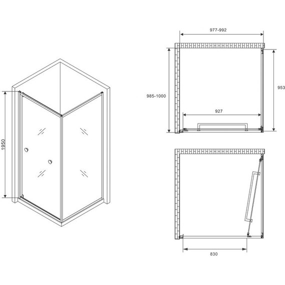 Душевое ограждение Abber Schwarzer Diamant 100x100 см AG0A100, хром/прозрачное - фото 4