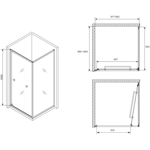 Душевое ограждение Abber Schwarzer Diamant 100x100 см AG0A100B, чёрный/прозрачное - фото 4