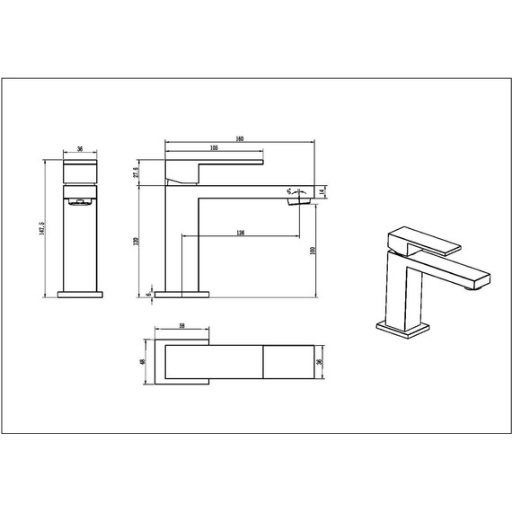 Смеситель для раковины Boheme Qubic 471-GM, графит - фото 3