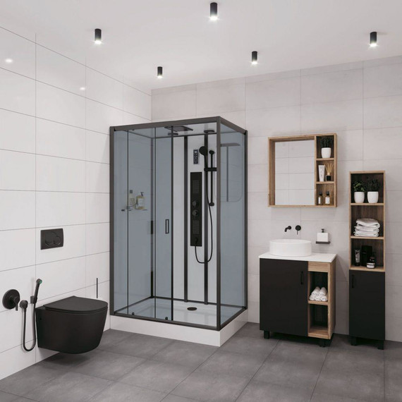 Гидробокс Niagara 120x80 см NG-6912-01GQL BLACK, чёрный/тонированное - фото 2