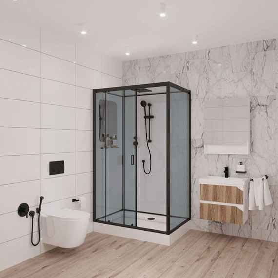 Душевая кабина Niagara Premium 120x80 см NG-6912-01QL BLACK, чёрный/тонированное (безсиликоновая сборка) - фото 3