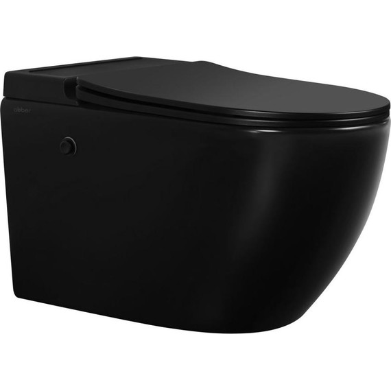 Унитаз подвесной безободковый с импульсным смывом Abber Bequem AC1108PMB с крышкой микролифт, чёрный - фото, картинка 2 Унитаз подвесной безободковый с импульсным смывом Abber Bequem AC1108PMB с крышкой микролифт, чёрный - фото 2