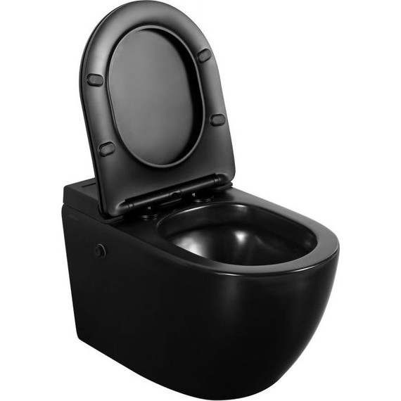Унитаз подвесной безободковый с импульсным смывом Abber Bequem AC1108PMB с крышкой микролифт, чёрный - фото, картинка 3 Унитаз подвесной безободковый с импульсным смывом Abber Bequem AC1108PMB с крышкой микролифт, чёрный - фото 3