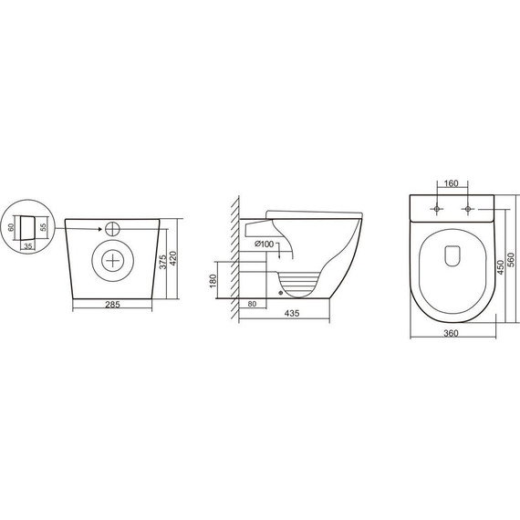Унитаз приставной безободковый Abber Bequem AC1111TMW с крышкой микролифт, белый матовый (выпуск горизонтальный), Цвет производителя: белый матовый - фото 9