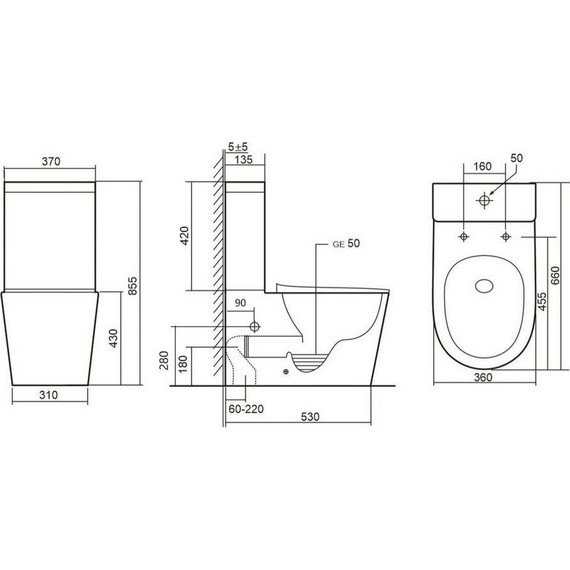 Унитаз-компакт безободковый Abber Bequem AC1112T с крышкой микролифт - фото 8