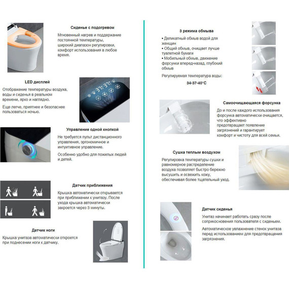 Электронный импульсный унитаз-биде Abber Rechteck AC1215S с крышкой микролифт - фото, картинка 2 Электронный импульсный унитаз-биде Abber Rechteck AC1215S с крышкой микролифт - фото 2
