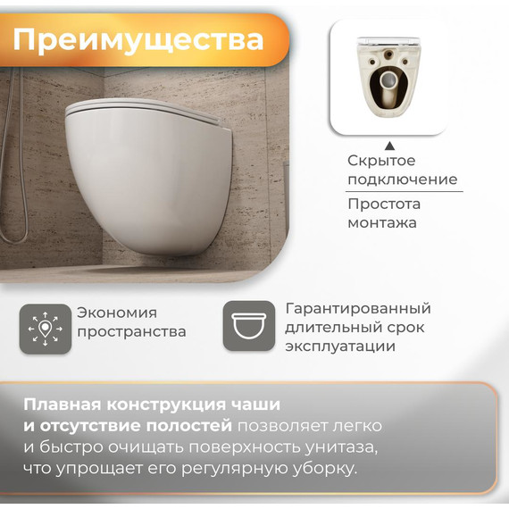 Унитаз подвесной безободковый Grossman GR-4455SQC с крышкой микролифт, белый глянцевый (Система смыва торнадо) - фото 9