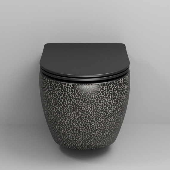 Унитаз подвесной безободковый Grossman Color GR-4411BBLS с крышкой микролифт, чёрный с текстурой крокодила, Цвет производителя: чёрный - фото 3