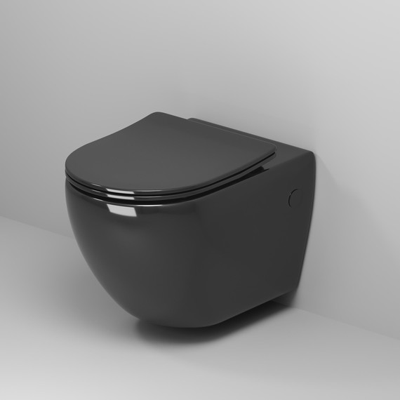 Унитаз подвесной безободковый Grossman Color GR-4411blackS с крышкой микролифт, чёрный глянцевый, Цвет производителя: чёрный глянцевый - фото 2