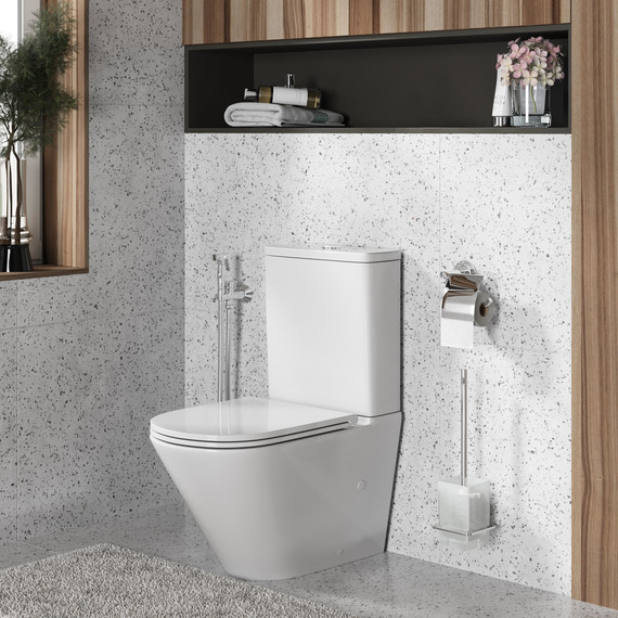 Унитаз-компакт безободковый Grossman GR-4449SQ с крышкой микролифт (Система смыва торнадо), Цвет производителя: белый - фото 8