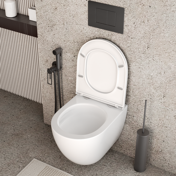 Унитаз подвесной безободковый Grossman GR-4455SQC с крышкой микролифт, белый глянцевый (Система смыва торнадо) - фото 5