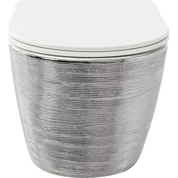 Унитаз подвесной безободковый Grossman GR-4455SWS с крышкой микролифт, серебро - фото 3