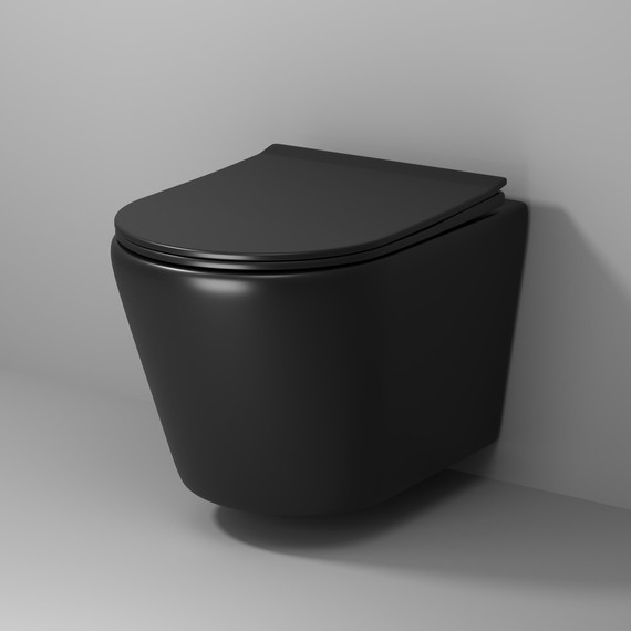 Унитаз подвесной безободковый Grossman Fly GR-4478BMS с крышкой микролифт, чёрный матовый, Цвет производителя: чёрный матовый - фото 2