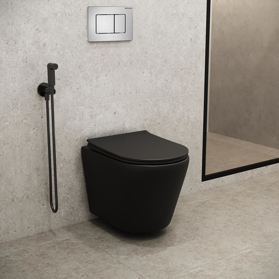 Унитаз подвесной безободковый Grossman Fly GR-4478BMS с крышкой микролифт, чёрный матовый, Цвет производителя: чёрный матовый - фото 5