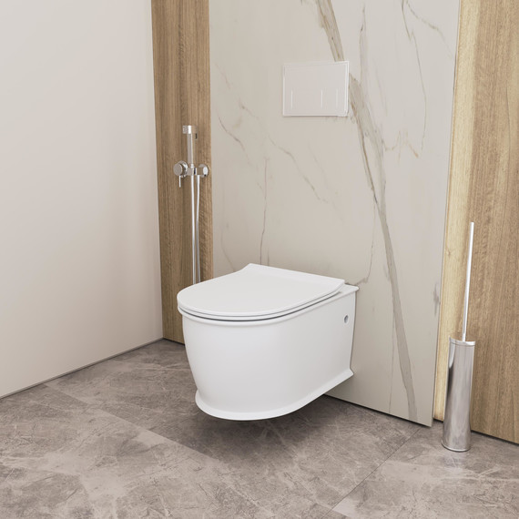 Унитаз подвесной безободковый Grossman Retro GR-4482MS с крышкой микролифт, белый матовый, Цвет производителя: белый матовый - фото 5