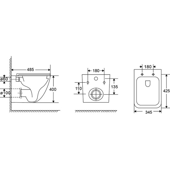 Унитаз подвесной безободковый Grossman GR-4497SQC с крышкой микролифт, белый глянцевый (Система смыва торнадо) - фото 13
