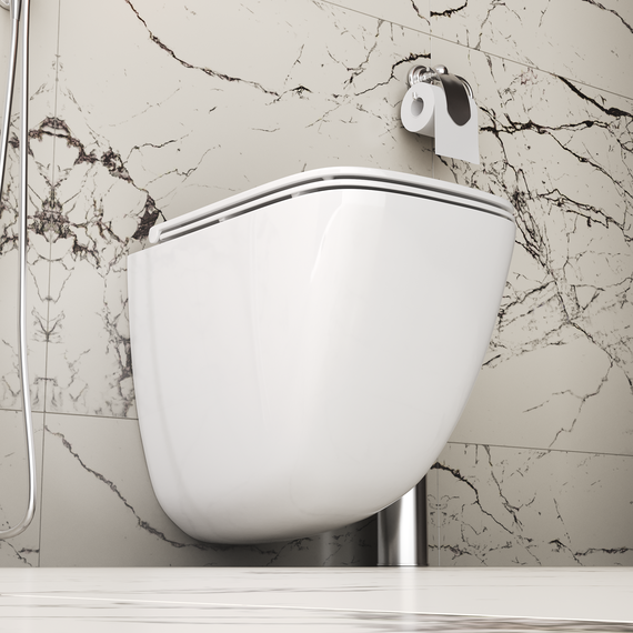 Унитаз подвесной безободковый Grossman GR-4497SQC с крышкой микролифт, белый глянцевый (Система смыва торнадо) - фото 6