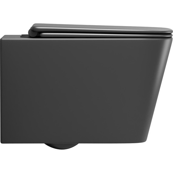 Унитаз подвесной безободковый Grossman GR-4404BMSQ с крышкой микролифт, чёрный матовый (Система смыва торнадо), Цвет производителя: чёрный матовый - фото 5