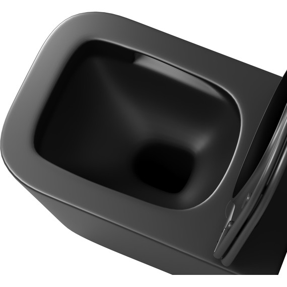 Унитаз подвесной безободковый Grossman GR-4404BMSQ с крышкой микролифт, чёрный матовый (Система смыва торнадо), Цвет производителя: чёрный матовый - фото 6