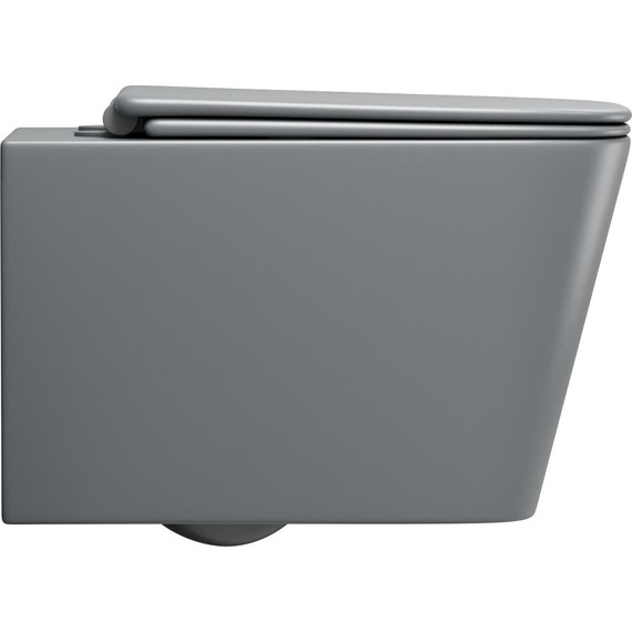 Унитаз подвесной безободковый Grossman GR-4404GMSQ с крышкой микролифт, серый матовый (Система смыва торнадо), Цвет производителя: серый матовый - фото 6