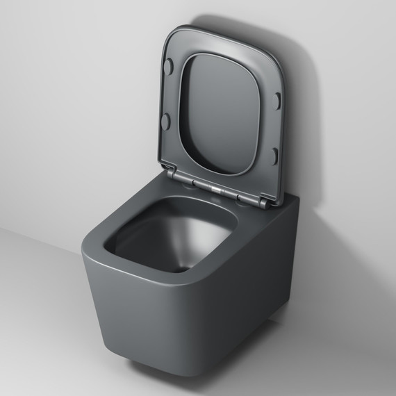Унитаз подвесной безободковый Grossman GR-4404GMSQ с крышкой микролифт, серый матовый (Система смыва торнадо), Цвет производителя: серый матовый - фото 9