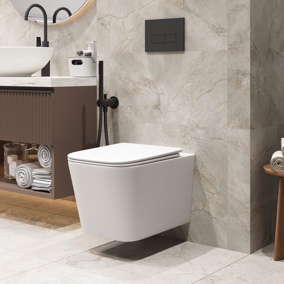 Унитаз подвесной безободковый Grossman GR-4404MSQ с крышкой микролифт, белый матовый (Система смыва торнадо), Цвет производителя: белый матовый - фото 11