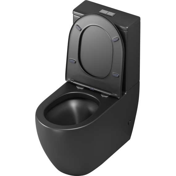 Унитаз-компакт безободковый Grossman GR-4419BMS с крышкой микролифт, чёрный матовый (Система смыва торнадо) - фото 4