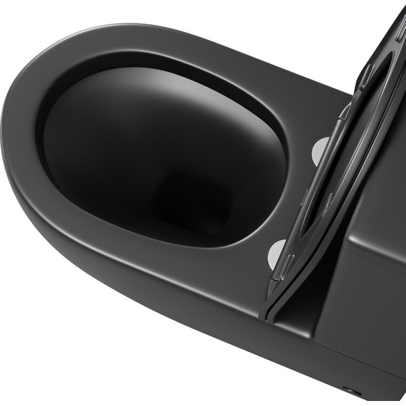 Унитаз-компакт безободковый Grossman GR-4419BMS с крышкой микролифт, чёрный матовый (Система смыва торнадо) - фото 5