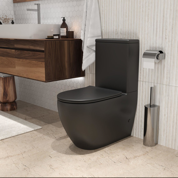 Унитаз-компакт безободковый Grossman GR-4419BMS с крышкой микролифт, чёрный матовый (Система смыва торнадо) - фото 10