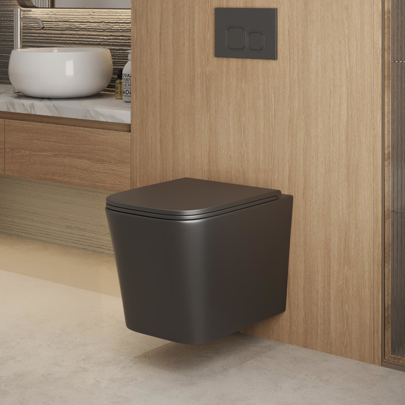 Унитаз подвесной безободковый Grossman GR-4441BMSQ с крышкой микролифт, чёрный матовый (Система смыва торнадо), Цвет производителя: чёрный матовый - фото 12