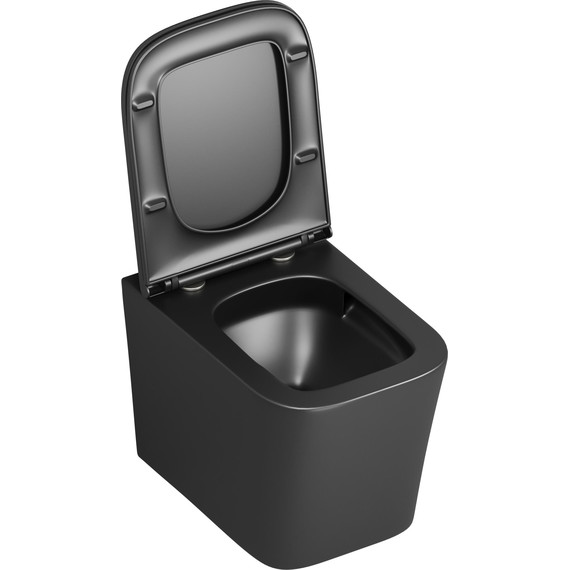 Унитаз подвесной безободковый Grossman GR-4441BMSQ с крышкой микролифт, чёрный матовый (Система смыва торнадо), Цвет производителя: чёрный матовый - фото 4