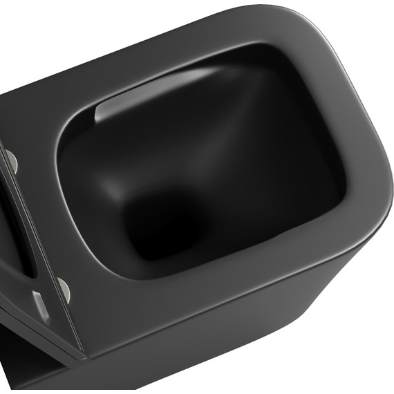 Унитаз подвесной безободковый Grossman GR-4441BMSQ с крышкой микролифт, чёрный матовый (Система смыва торнадо), Цвет производителя: чёрный матовый - фото 5