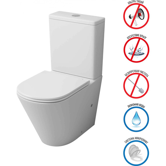 Унитаз-компакт безободковый Grossman GR-4449MSQ с крышкой микролифт, белый матовый (Система смыва торнадо), Цвет производителя: белый матовый - фото 11