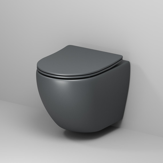 Унитаз подвесной безободковый Grossman GR-4455GMSQ с крышкой микролифт, серый матовый (Система смыва торнадо) - фото 3