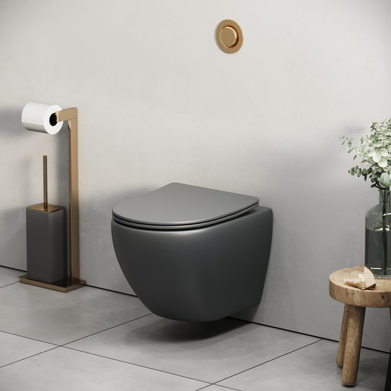 Унитаз подвесной безободковый Grossman GR-4455GMSQ с крышкой микролифт, серый матовый (Система смыва торнадо) - фото 5