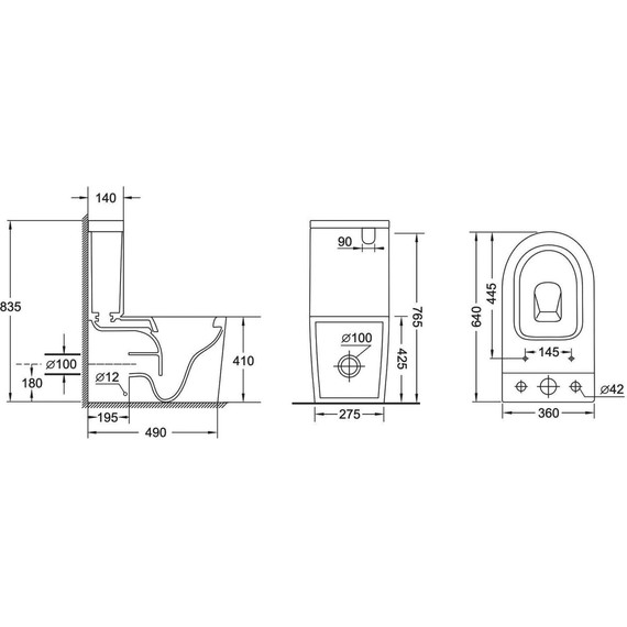 Унитаз-компакт безободковый Grossman GR-4458GMSQ с крышкой микролифт, серый матовый (Система смыва торнадо), Цвет производителя: серый матовый - фото 12