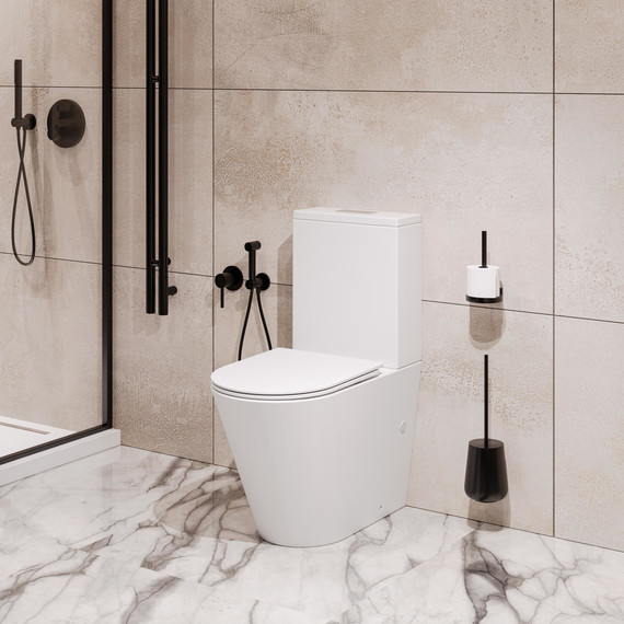 Унитаз-компакт безободковый Grossman GR-4458MSQ с крышкой микролифт, белый матовый (Система смыва торнадо), Цвет производителя: белый матовый - фото 10