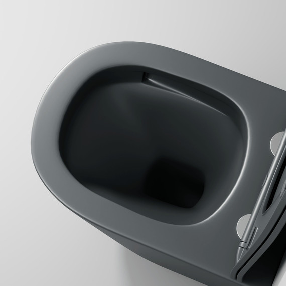 Унитаз подвесной безободковый Grossman GR-4477GMSQ с крышкой микролифт, серый матовый (Система смыва торнадо), Цвет производителя: серый матовый - фото 9