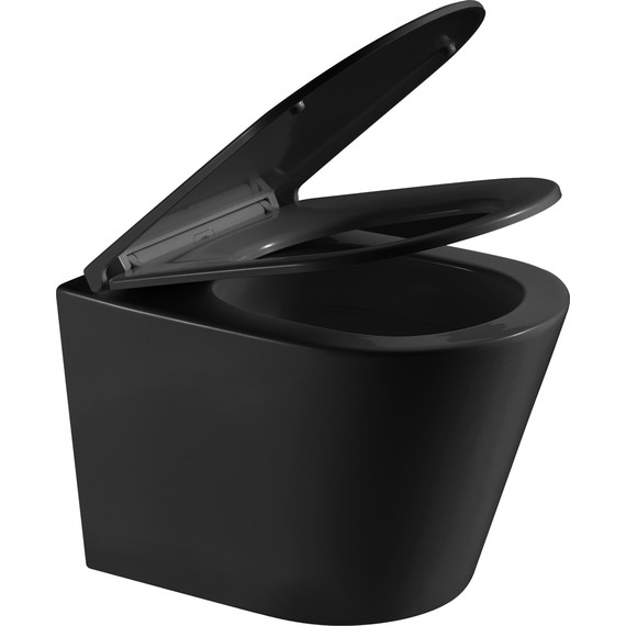 Унитаз подвесной безободковый Grossman GR-4478BMSQ с крышкой микролифт, чёрный матовый (Система смыва торнадо), Цвет производителя: чёрный матовый - фото 3