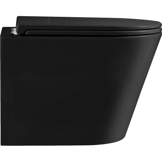 Унитаз подвесной безободковый Grossman GR-4478BMSQ с крышкой микролифт, чёрный матовый (Система смыва торнадо), Цвет производителя: чёрный матовый - фото 4