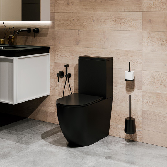 Унитаз-компакт безободковый Grossman GR-4494BMSQ с крышкой микролифт, чёрный матовый (Система смыва торнадо), Цвет производителя: чёрный матовый - фото 9