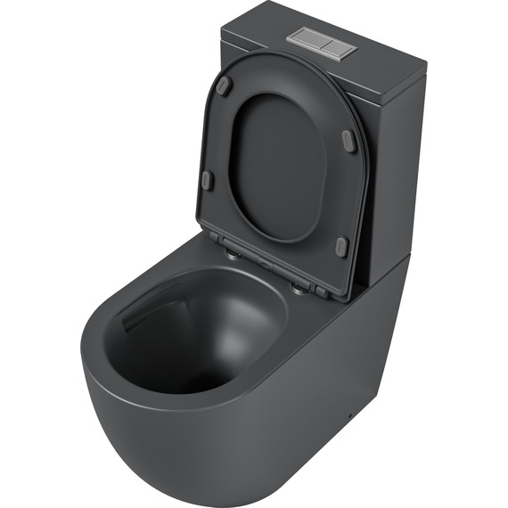 Унитаз-компакт безободковый Grossman GR-4494GMSQ с крышкой микролифт, серый матовый (Система смыва торнадо), Цвет производителя: серый матовый - фото 4