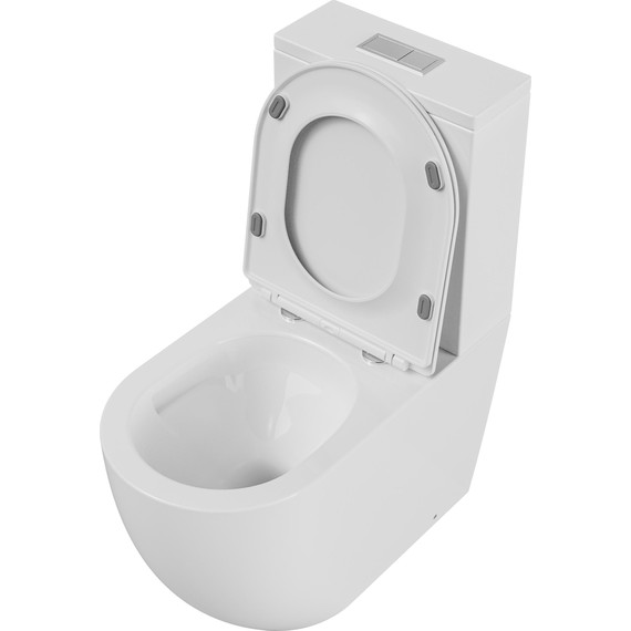 Унитаз-компакт безободковый Grossman GR-4494SQ с крышкой микролифт (Система смыва торнадо), Цвет производителя: белый - фото 4