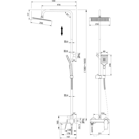 Душевая стойка Grossman Cosmo 500.K35.02.100, Цвет производителя: хром - фото 9