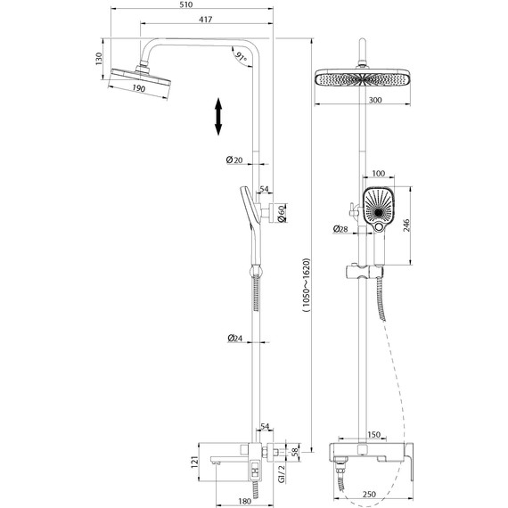 Душевая стойка Grossman Pragma 500.K35.03.420, графит, Цвет производителя: графит - фото 9